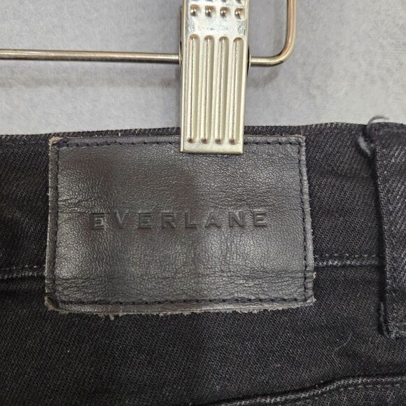 Everlane The Way High Jean in Coal Black Loose Baggy Straight Leg Raw Hem SZ 12 - Picture 4 of 10